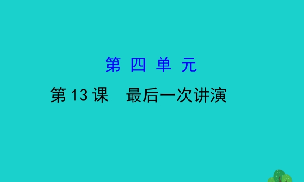 八年级语文下册 第四单元 13最后一次讲演习题课件 新人教版 课件
