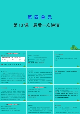 八年级语文下册 第四单元 13最后一次讲演习题课件 新人教版 课件