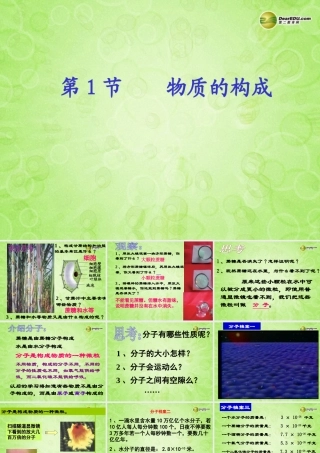 七年级科学上册 第4章 物质的特性 第1节 物质的构成课件 浙教版 课件