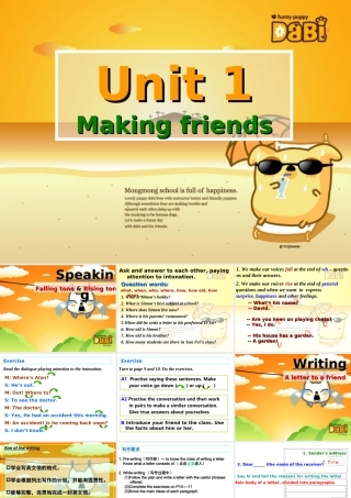 七年级英语上：CHAPTER ONE Making friends Speaking & Writing课件(深圳牛津版) 课件
