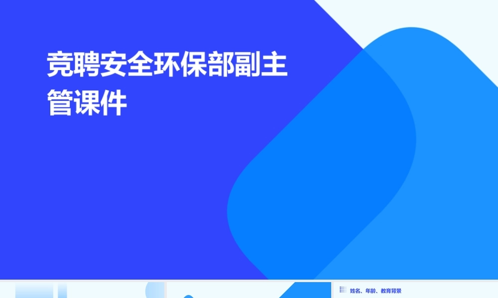 竞聘安全环保部副主管课件