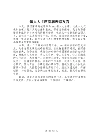 镇人大主席就职表态发言