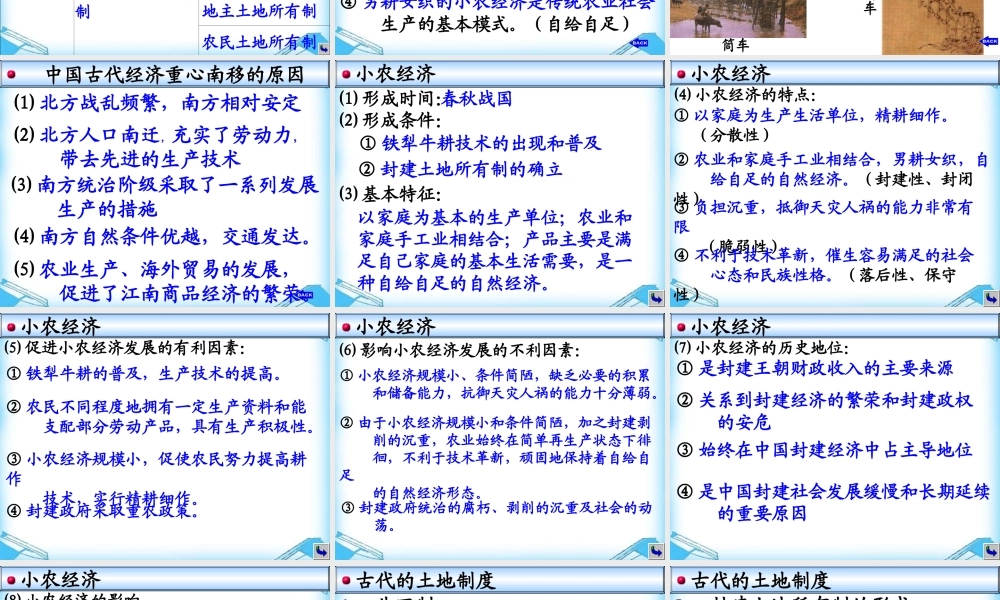 中国古代经济结构和特点单元总复习