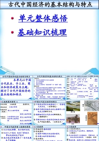中国古代经济结构和特点单元总复习