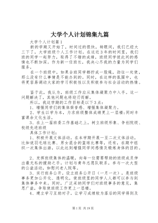 大学个人计划锦集九篇
