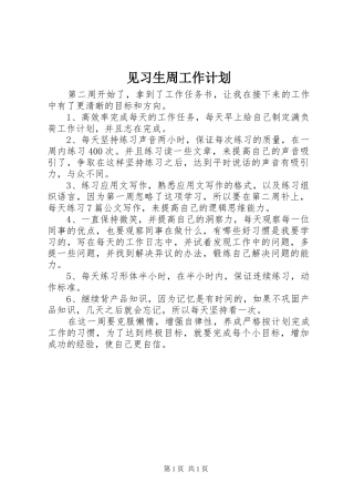 见习生周工作计划