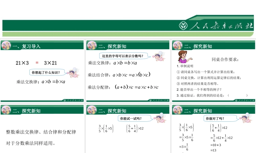 整数乘法运算定律推广到分数