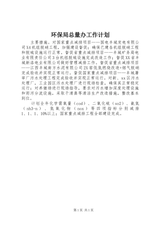 环保局总量办工作计划