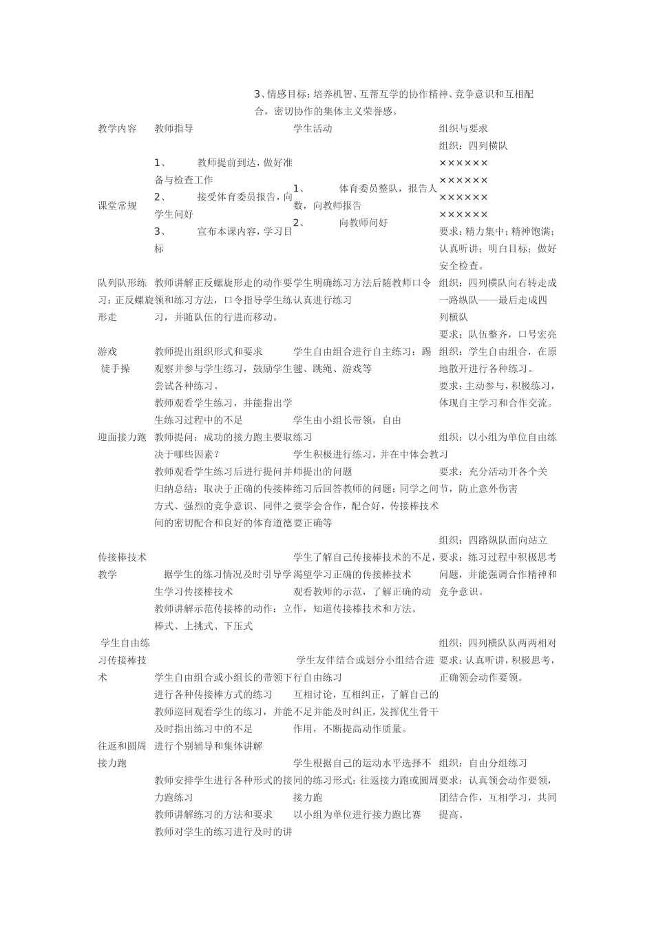 初中体育教学设计--接力赛（曾麟）_第2页
