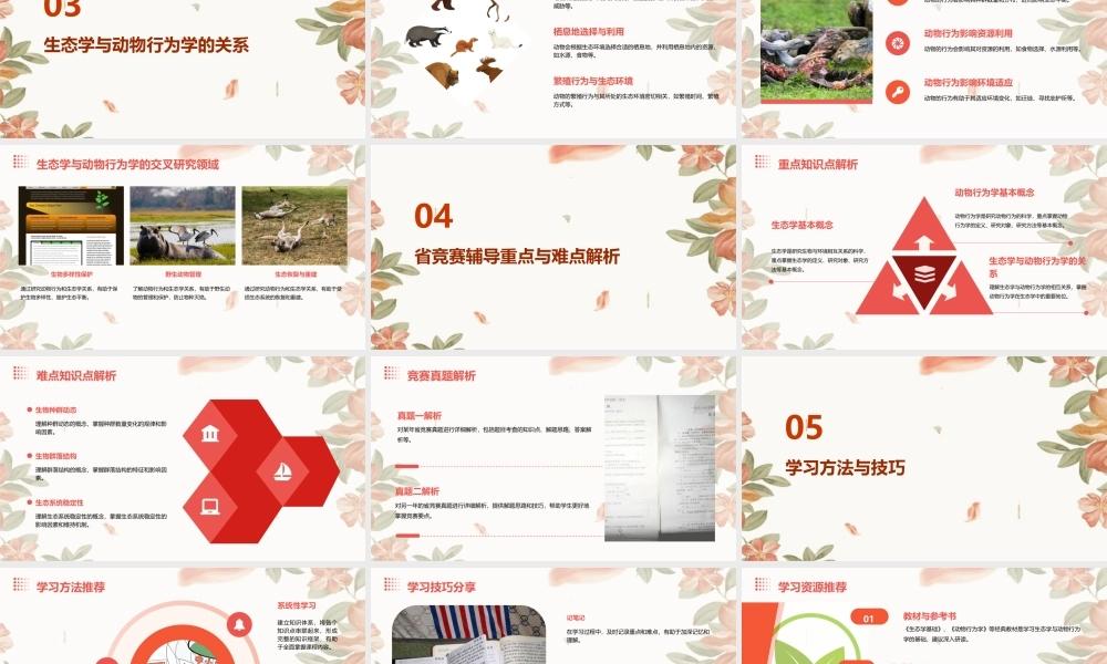 省竞赛辅导生态学与动物行为学课件