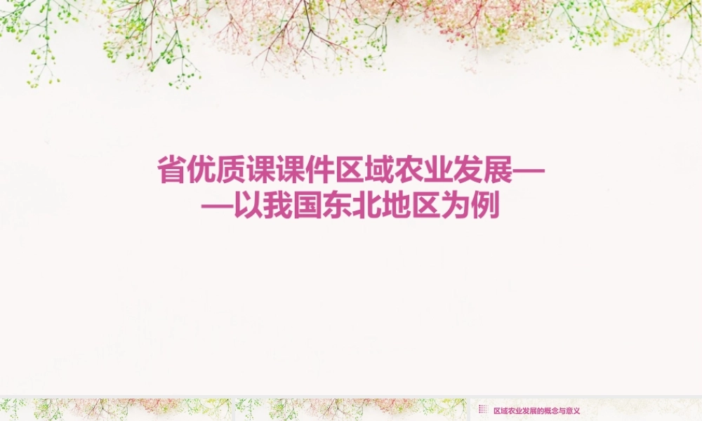 省优质课课件区域农业发展——以我国东北地区为例(黄秀芳)