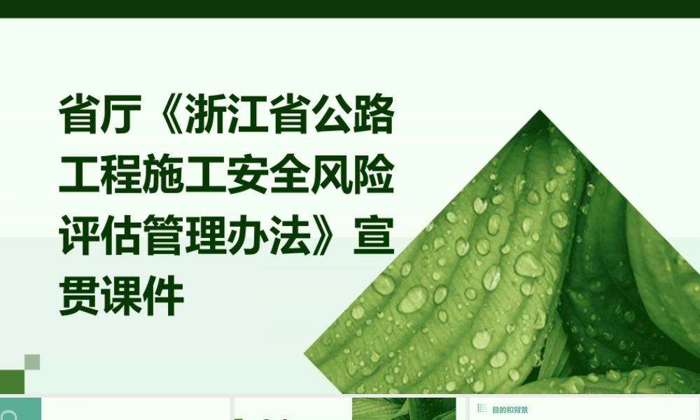 省厅《浙江省公路工程施工安全风险评估管理办法》宣贯(褚彬潜)课件