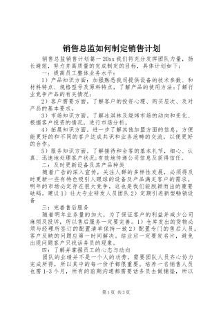 销售总监如何制定销售计划