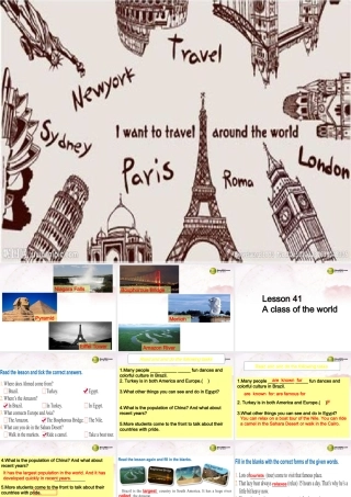 八年级英语下册 Unit 7 Know Our World Lesson 41 A Class of the World课件 (新版)冀教版 课件