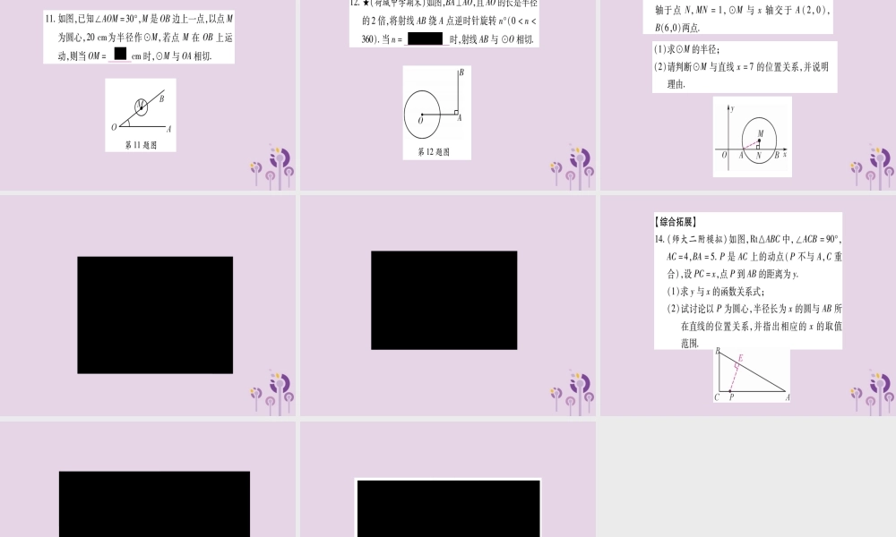 九年级数学下册 第2章 圆 25 直线与圆的位置关系 251 直线与圆的位置关系作业课件 (新版)湘教版 课件