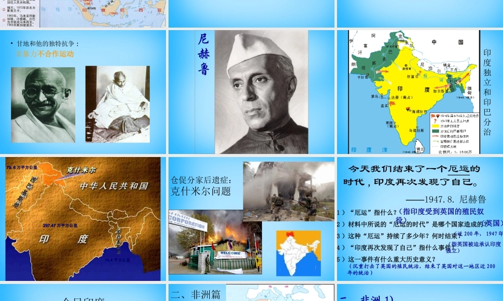 中考历史第一轮考点冲刺复习 九下 第六单元 亚非拉国家的独立和振兴课件 新人教版 课件