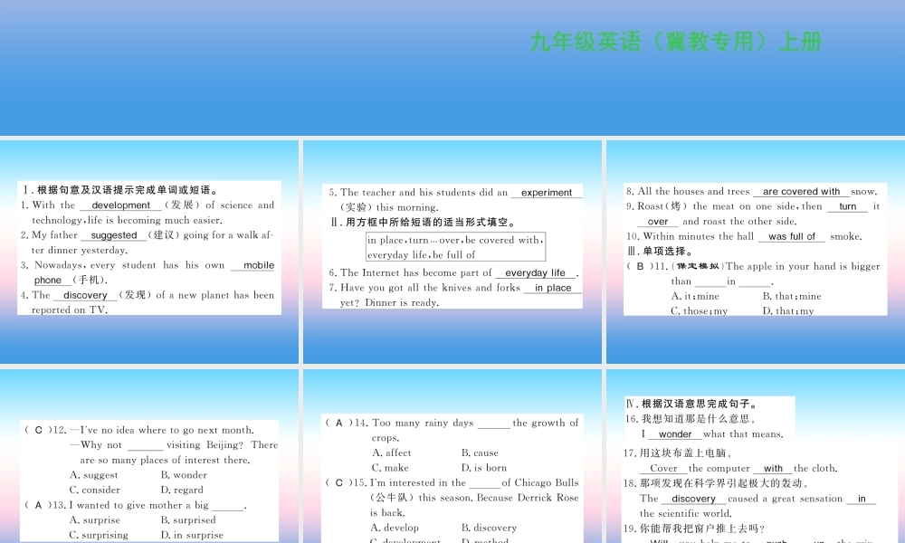 九年级英语上册 Unit 5 Look into Science Lesson 30 Science Affects Us习题课件 (新版)冀教版 课件