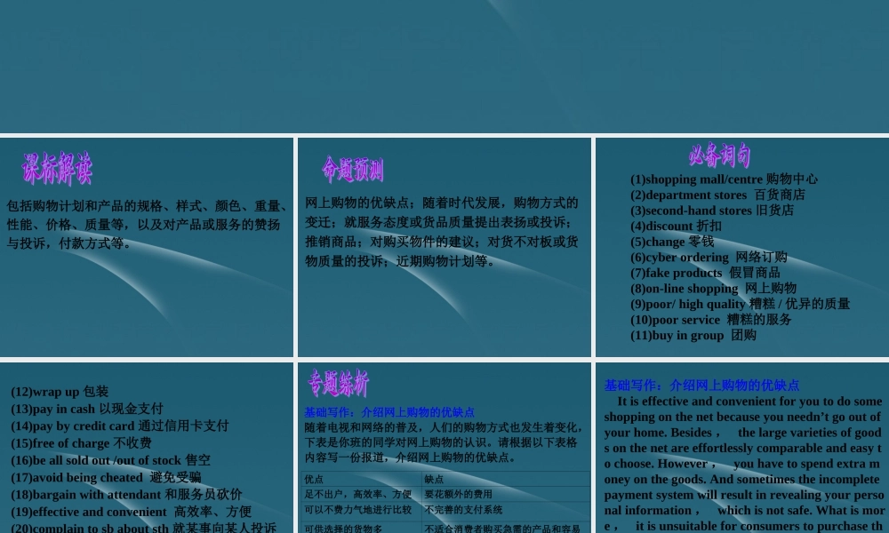 广东省高考英语 话题作文8 购物课件