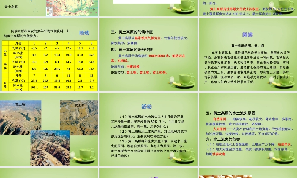 八年级地理下册(8.5 黄土高原的区域发展和居民生活)课件 (新版)湘教版 课件