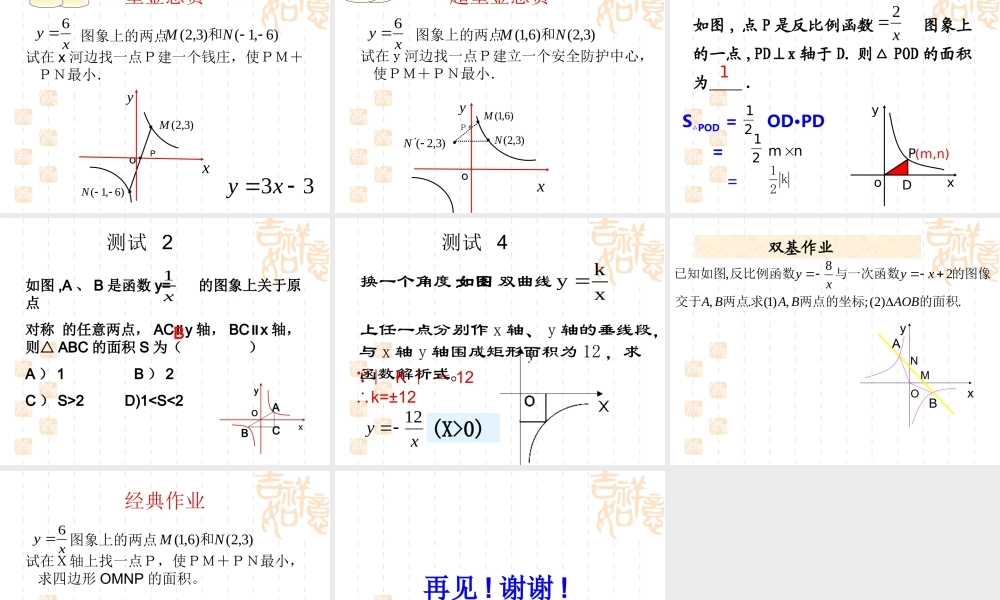 九年级数学反比例函数与几何问题课件