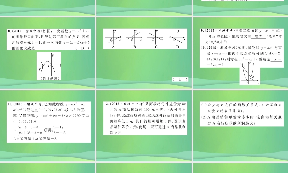 中考数学复习 第3章 函数及其图象 第12课时 二次函数(精练)课件