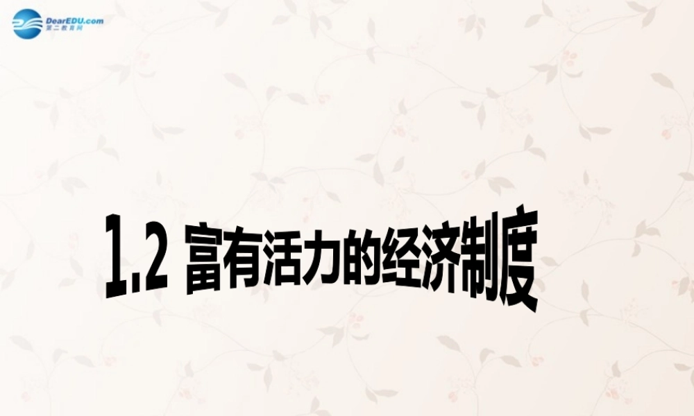 九年级政治全册 第一单元 第2课 富有活力的经济制度课件 粤教版 课件