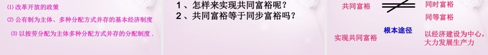 九年级政治全册(第四单元 第10课 第2框 多种分配方式并存)课件 苏教版 课件
