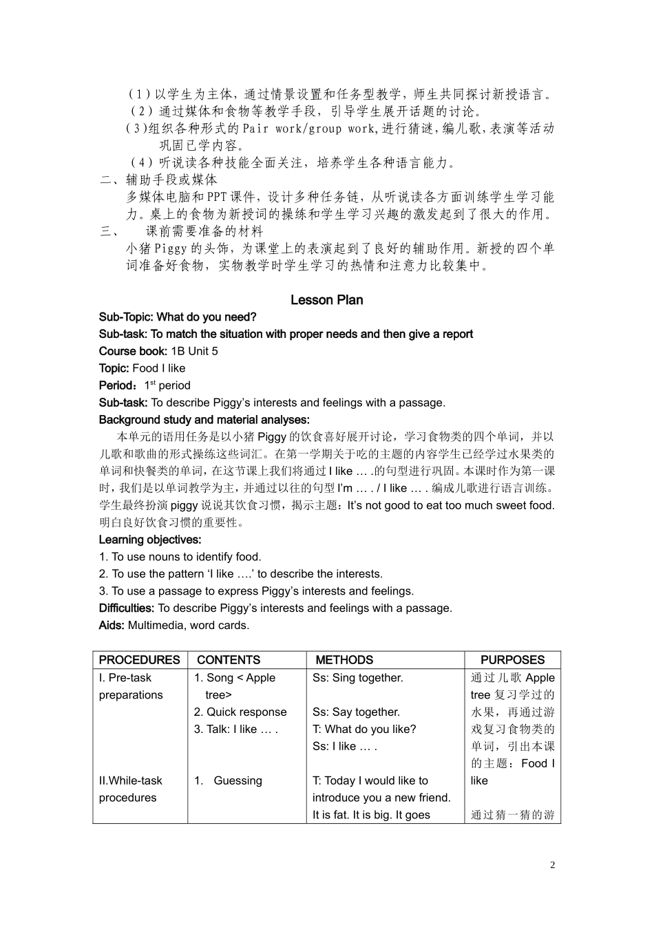 牛津英语1BU5教学设计_第2页
