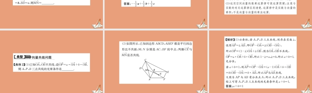 数学 第三章 空间向量与立体几何 3.1 空间向量及其运算 3.1.2 空间向量的数乘运算教学课件 新人教A版选修2 1 课件