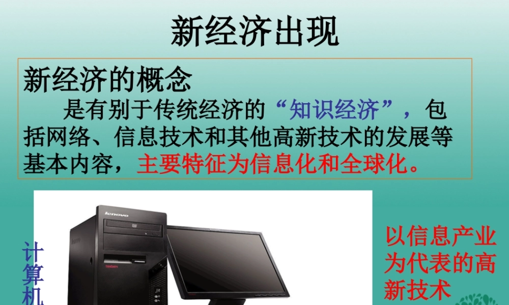 九年级历史下册 第8课(美国经济的发展)美国新经济的出现课件 新人教版 0106318