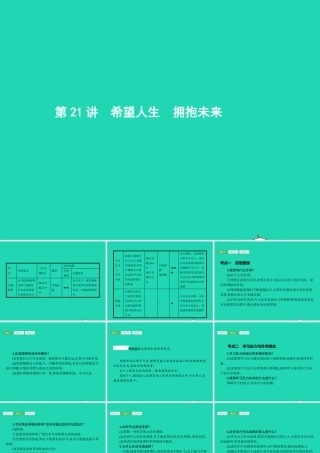 中考政治 第一编 基础篇 第三部分 我与国家和社会 第21讲 希望人生 拥抱未来课件