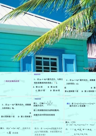二项式定理的应用 高二数学排列组合二项式定理概率课件集一 人教版 高二数学排列组合二项式定理概率课件集一 人教版