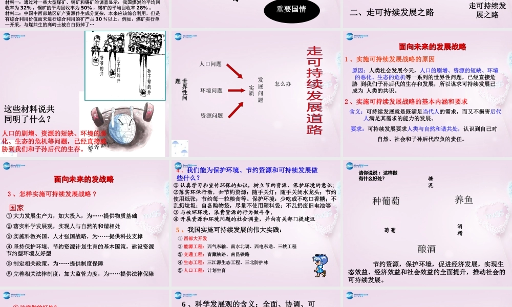 九年级政治全册(第二单元 第四课 第四框 实施可持续发展战略)课件 新人教版 课件
