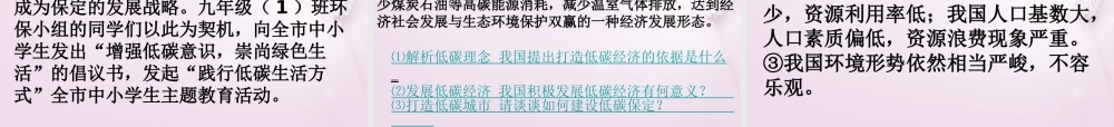 九年级政治全册(第二单元 第四课 第四框 实施可持续发展战略)课件 新人教版 课件