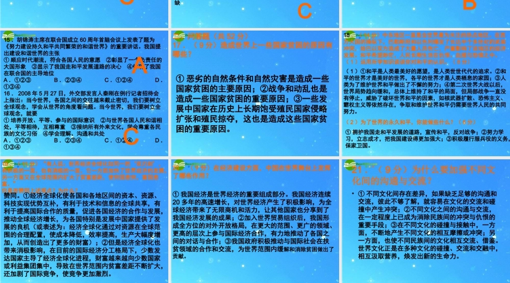 九年级政治 第六单元 漫步地球村复习课件 教科版 课件