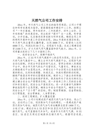 天然气公司工作安排