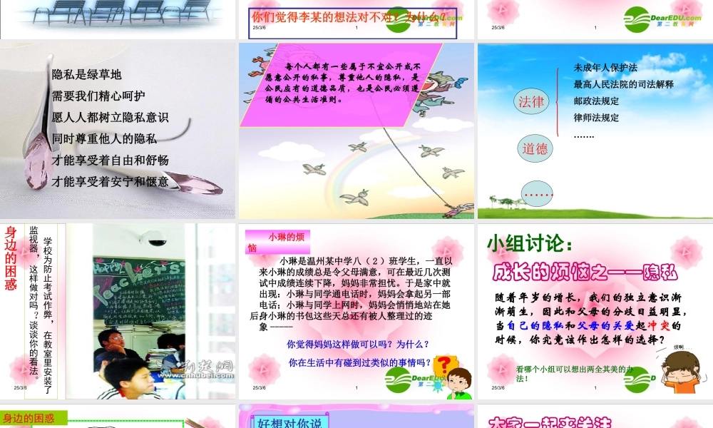 八年级思想品德下册 第二单元 第三节(我们也有隐私权)课件 湘师版 课件