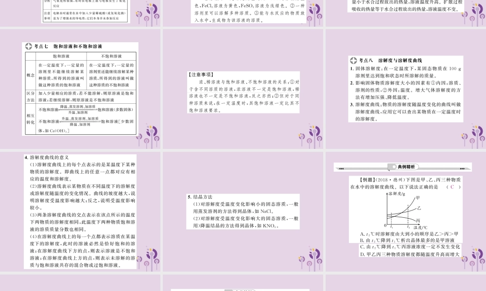 中考化学一轮复习 第2部分 板块归类 板块1 身边的化学物质 第2课时 水与常见的溶液课件