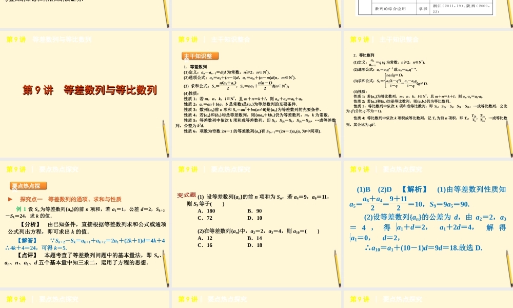 数列、不等式 数学归纳法 理 人教大纲版 课件