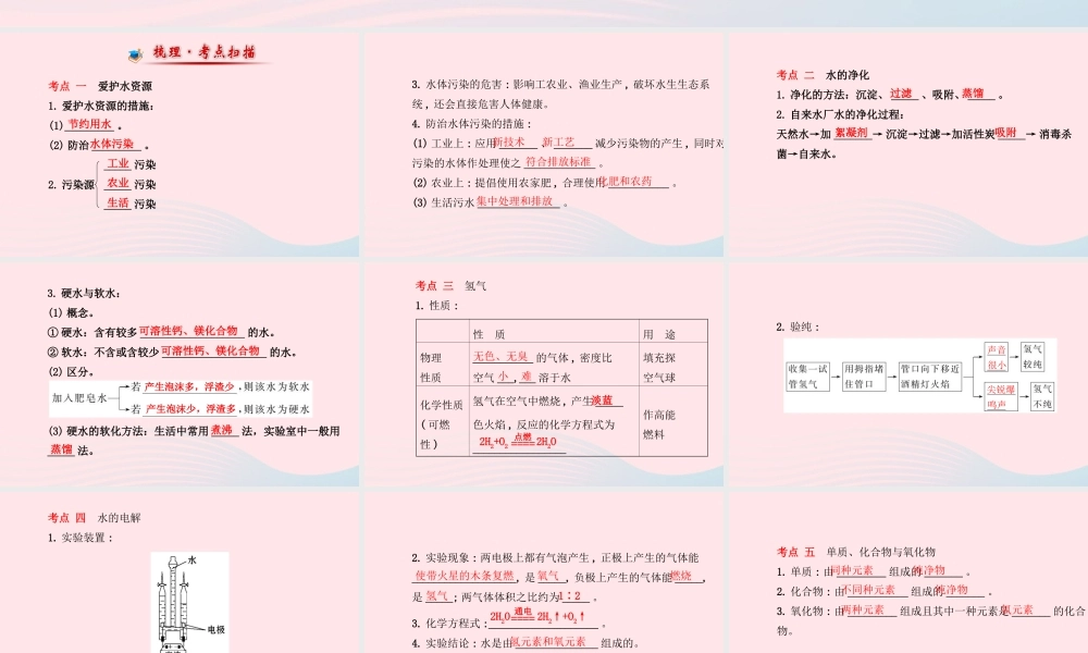 中考化学全程复习 第四单元 自然界的水 第1课时自然界的水课件 新人教版 课件