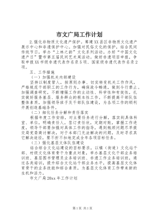 市文广局工作计划
