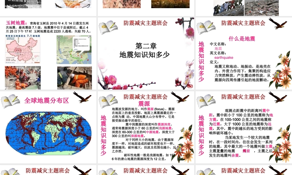 防震减灾主题班会PPT