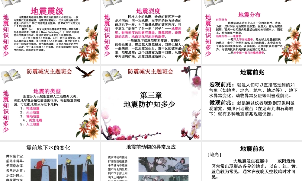 防震减灾主题班会PPT