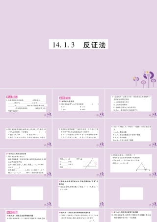 八年级数学上册 第14章 勾股定理 14.1 勾股定理 14.1.3 反证法作业课件 (新版)华东师大版 课件