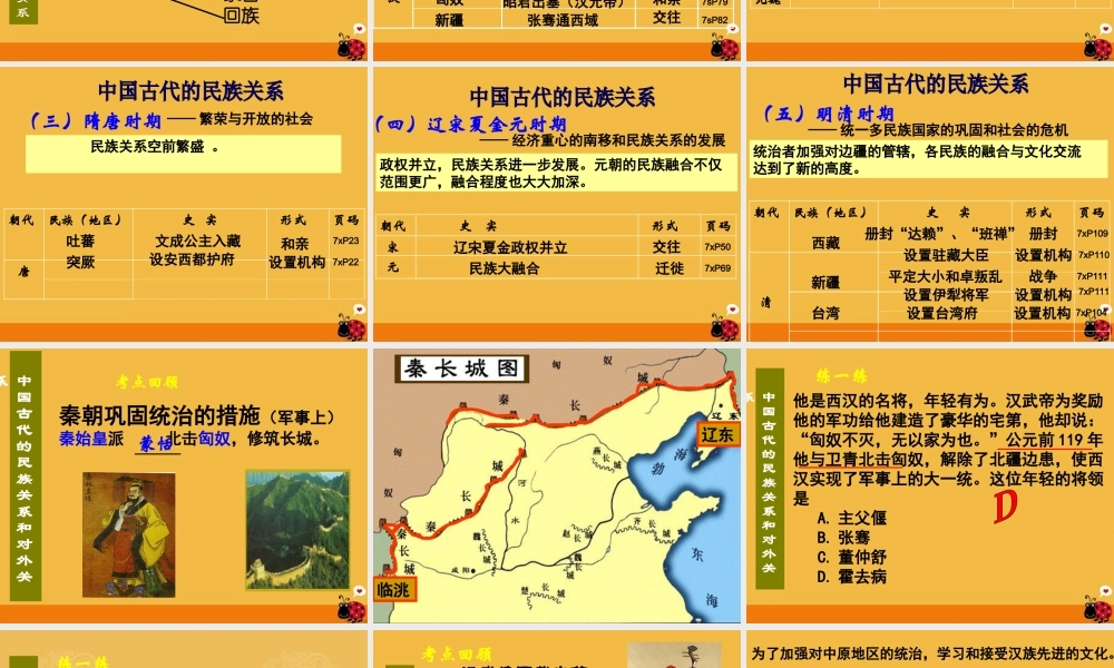 中考历史 中国古代的民族关系和对外关系专题复习课件