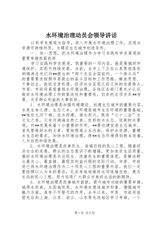 水环境治理动员会领导讲话