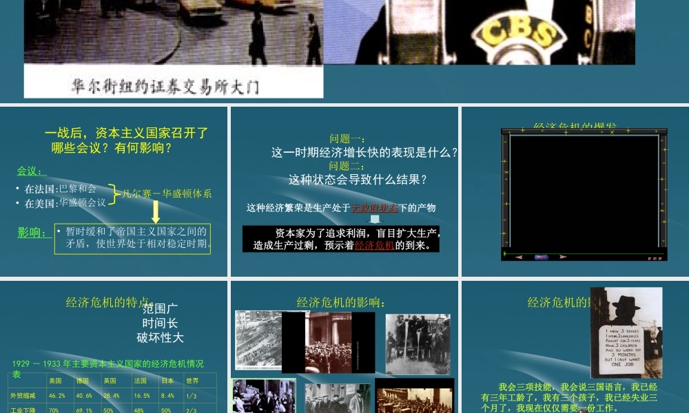 九年级政治(第4课 经济大危机)课件  课件