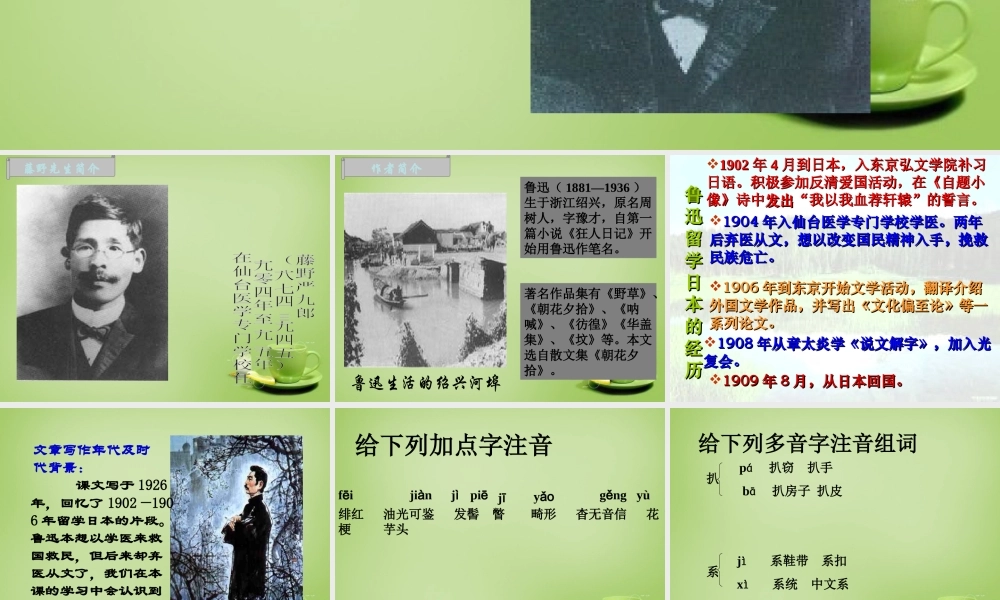 中学八年级语文下册 第1课(藤野先生)课件 (新版)新人教版 课件