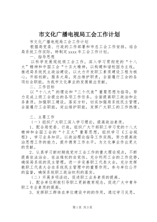 市文化广播电视局工会工作计划