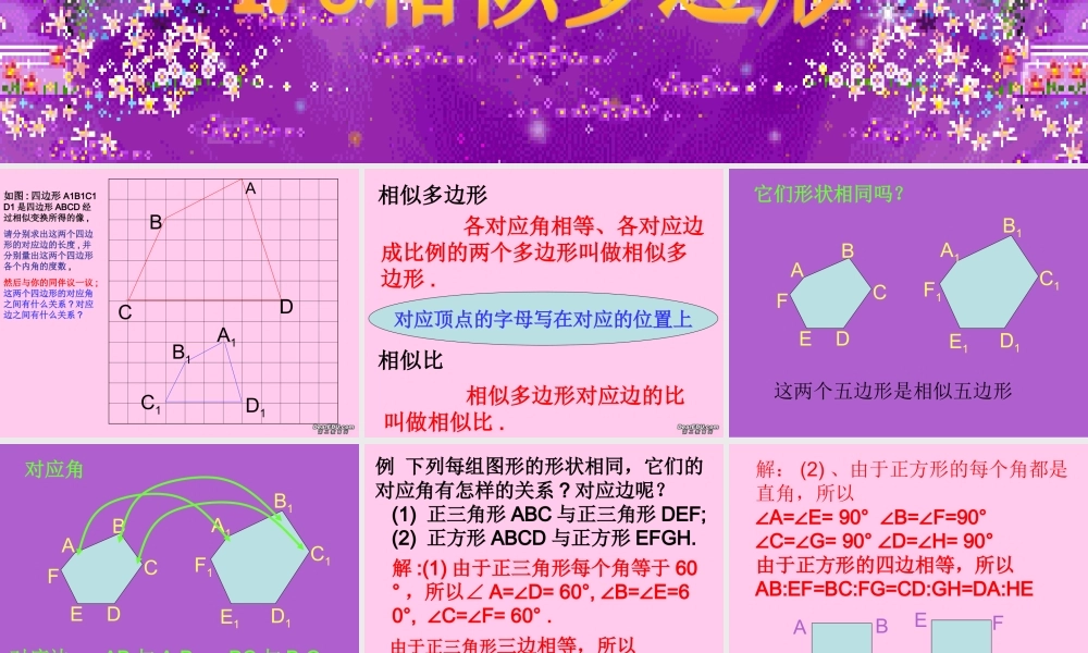 九年级数学相似多边形 浙教版 课件